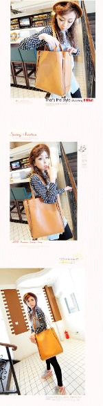 หมดค่ะ กระเป๋าแฟชั่นเกาหลี   Maomao รุ่น m01-142 สีน้ำตาลเหลือง มีกระเป๋าภายใน