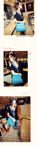 หมดค่ะ  กระเป๋าสะพาย Maomao  รุ่น m36-026 สีฟ้า อินเทรนด์ ฝากระเป๋าโค้งมนสวย หนังลายจระเข้ทำให้ดูด