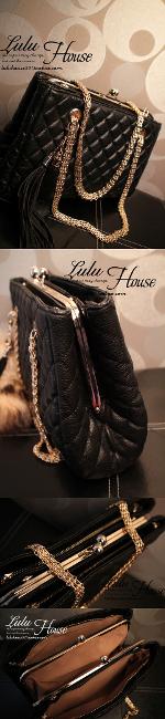 Pre-order กระเป๋าสะพาย Luluhouse สีดำ รุ่น LL138bl6  หรูหรา สวยงาม