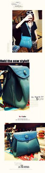 หมดค่ะ  กระเป๋าสะพาย Maomao  รุ่น m36-026 สีฟ้า อินเทรนด์ ฝากระเป๋าโค้งมนสวย หนังลายจระเข้ทำให้ดูด