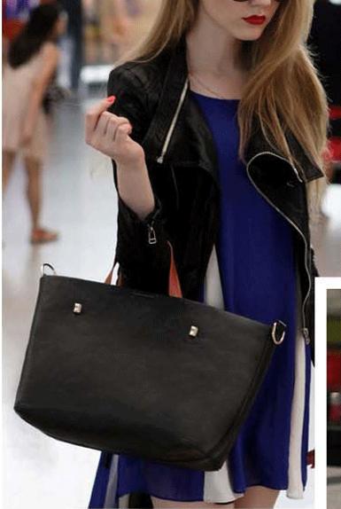 หมดค่ะ กระเป๋าแฟชั่นเกาหลี Axixi แบรนด์ดัง รุ่น 10024 สีดำ เก๋มาก มีกระเป๋าลายเสือมาในชุดด้วย