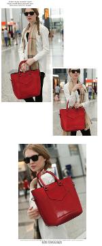 สินค้าหมดค่ะ กระเป๋าแฟชั่นเกาหลีAxixi แบรนด์ดัง  รุ่น10060  สีแดง   สวยมาก มีกระเป๋าให้ 2 ใบ