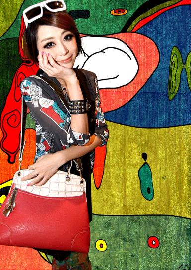 หมดค่ะ กระเป๋าแฟชั่นเกาหลี Maomao แบรนด์ดัง รุ่น 09-024 สีแดง เก๋มาก มีกระเป๋า