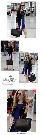 หมดค่ะ กระเป๋าแฟชั่นเกาหลี Axixi แบรนด์ดัง  รุ่น 10024 สีดำ เก๋มาก มีกระเป๋าลายเสือมาในชุดด้วย